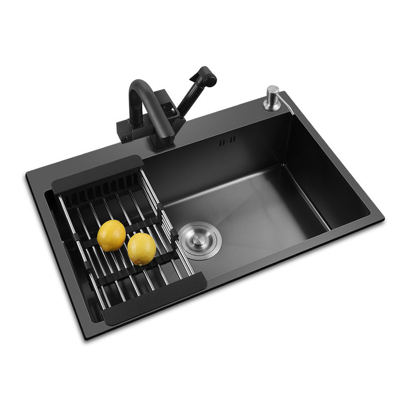 Modern Kitchen Sink Stainless Steel with Grid and Strainer Top-Mount Workstation Ledge Clearhalo 'Home Improvement' 'home_improvement' 'home_improvement_kitchen_sinks' 'Kitchen Remodel & Kitchen Fixtures' 'Kitchen Sinks & Faucet Components' 'Kitchen Sinks' 'kitchen_sinks' 6381208