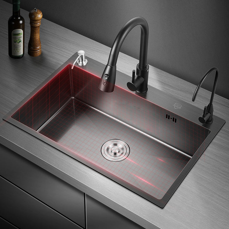 Modern Kitchen Sink Stainless Steel with Grid and Strainer Top-Mount Workstation Ledge Clearhalo 'Home Improvement' 'home_improvement' 'home_improvement_kitchen_sinks' 'Kitchen Remodel & Kitchen Fixtures' 'Kitchen Sinks & Faucet Components' 'Kitchen Sinks' 'kitchen_sinks' 6381209