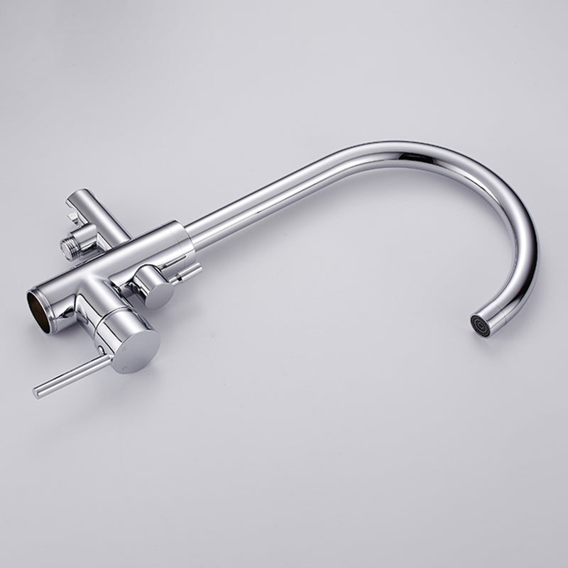 Floor Mounted Metal Freestanding Tub Filler Single Handle Freestanding Faucet with Hose Clearhalo 'Bathroom Remodel & Bathroom Fixtures' 'Bathtub Faucets' 'bathtub_faucets' 'Home Improvement' 'home_improvement' 'home_improvement_bathtub_faucets' 6381544