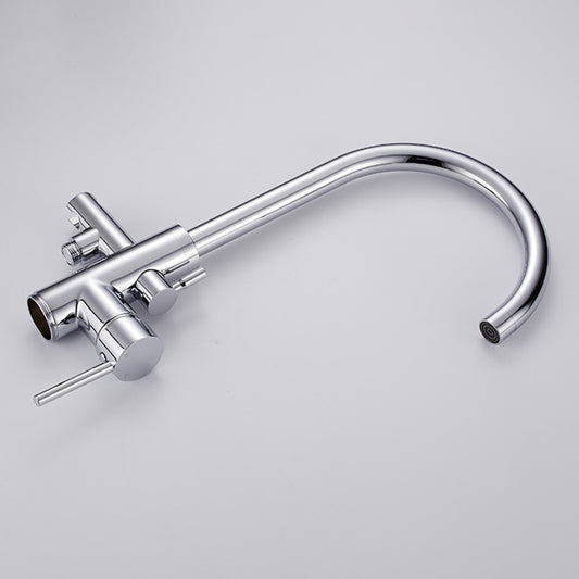 Floor Mounted Metal Freestanding Tub Filler Single Handle Freestanding Faucet with Hose Clearhalo 'Bathroom Remodel & Bathroom Fixtures' 'Bathtub Faucets' 'bathtub_faucets' 'Home Improvement' 'home_improvement' 'home_improvement_bathtub_faucets' 6381544