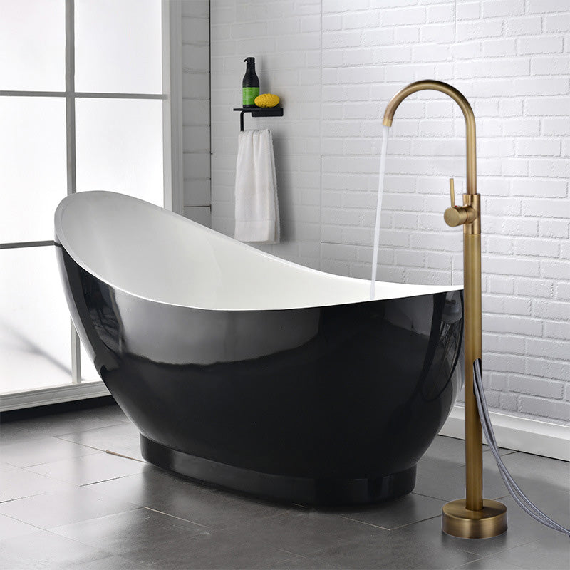 Modern 1-Handle Freestanding Faucet Floor Mounted Freestanding Bathtub Faucet Clearhalo 'Bathroom Remodel & Bathroom Fixtures' 'Bathtub Faucets' 'bathtub_faucets' 'Home Improvement' 'home_improvement' 'home_improvement_bathtub_faucets' 6381579