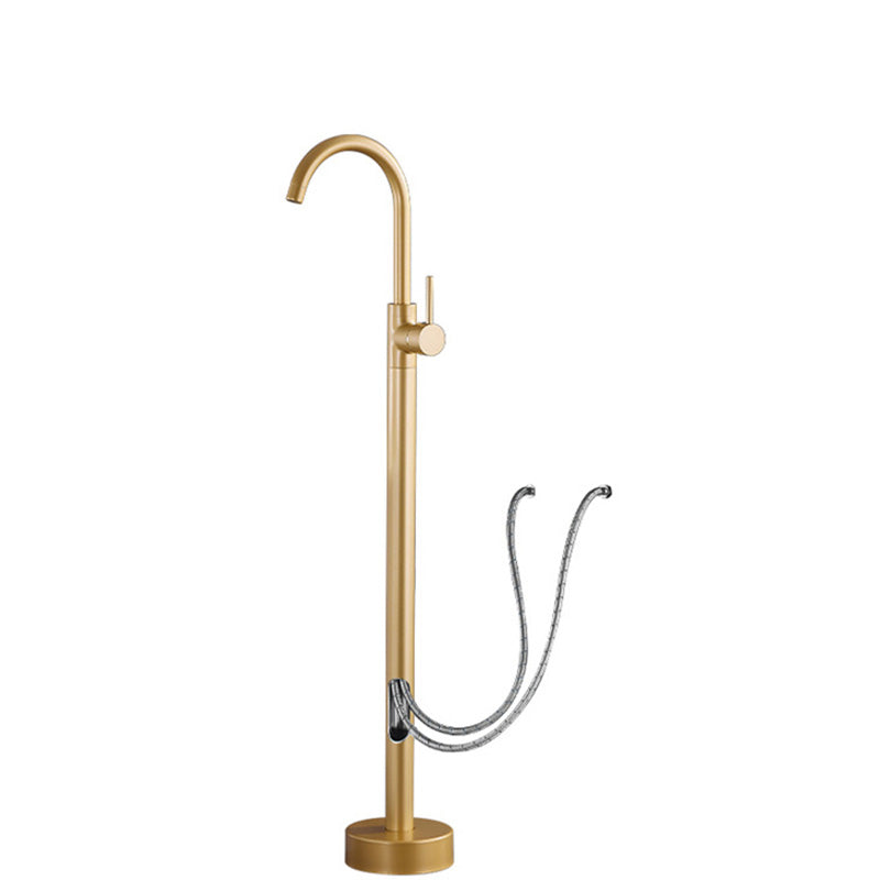 Modern 1-Handle Freestanding Faucet Floor Mounted Freestanding Bathtub Faucet Rose Gold Wall Clearhalo 'Bathroom Remodel & Bathroom Fixtures' 'Bathtub Faucets' 'bathtub_faucets' 'Home Improvement' 'home_improvement' 'home_improvement_bathtub_faucets' 6381585