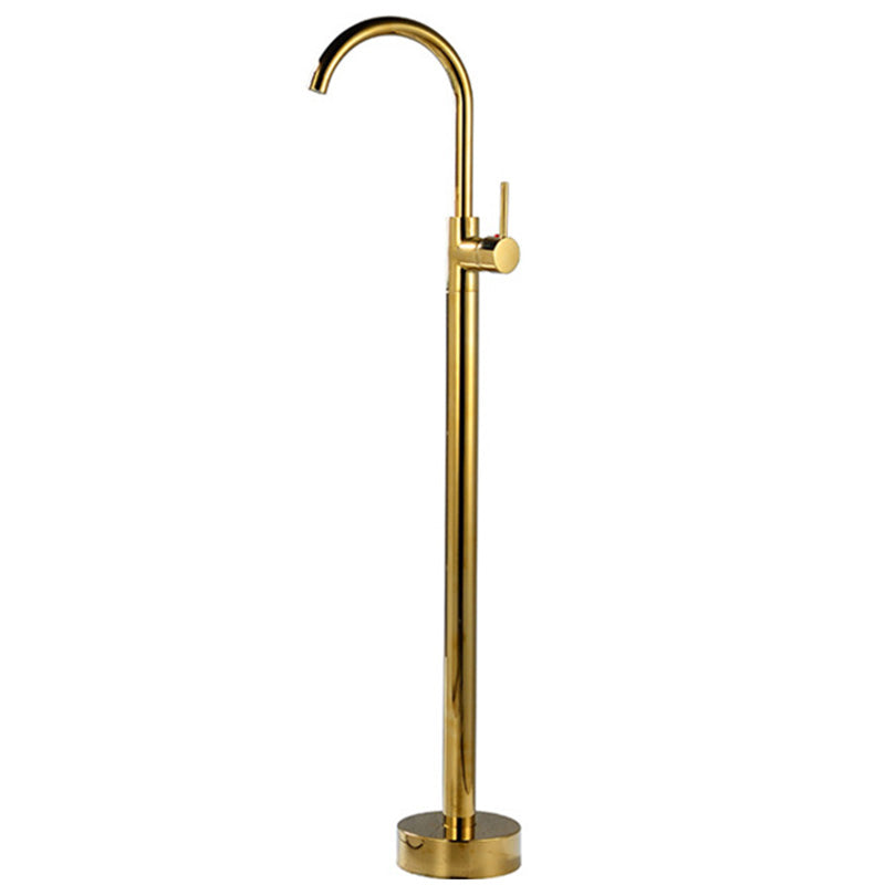 Modern 1-Handle Freestanding Faucet Floor Mounted Freestanding Bathtub Faucet Gold Ground Clearhalo 'Bathroom Remodel & Bathroom Fixtures' 'Bathtub Faucets' 'bathtub_faucets' 'Home Improvement' 'home_improvement' 'home_improvement_bathtub_faucets' 6381588