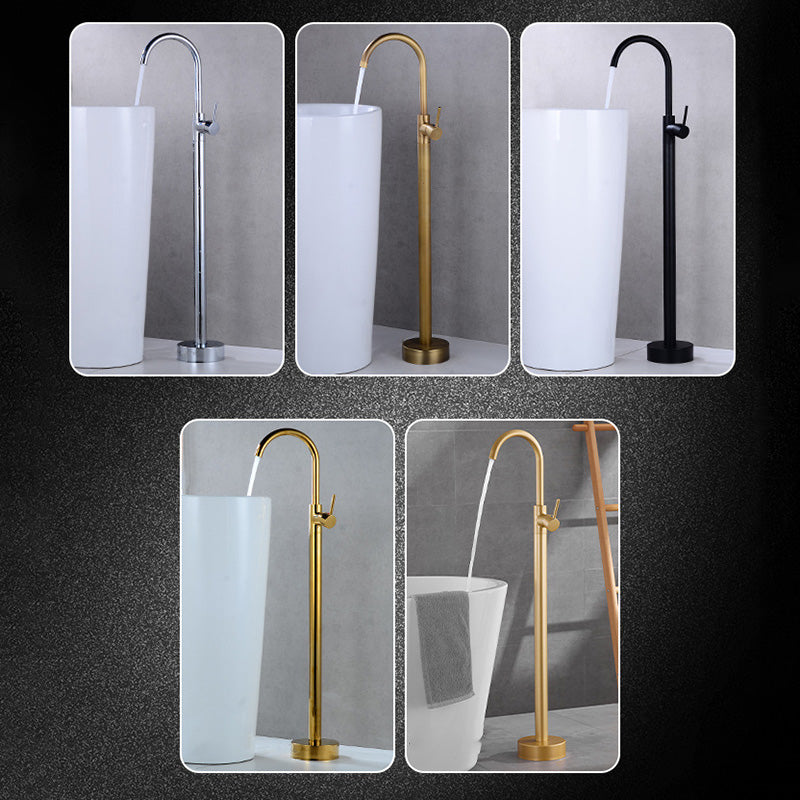 Modern 1-Handle Freestanding Faucet Floor Mounted Freestanding Bathtub Faucet Clearhalo 'Bathroom Remodel & Bathroom Fixtures' 'Bathtub Faucets' 'bathtub_faucets' 'Home Improvement' 'home_improvement' 'home_improvement_bathtub_faucets' 6381590