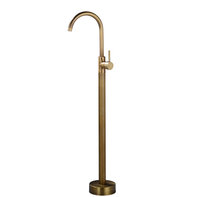 Modern 1-Handle Freestanding Faucet Floor Mounted Freestanding Bathtub Faucet Brass Ground Clearhalo 'Bathroom Remodel & Bathroom Fixtures' 'Bathtub Faucets' 'bathtub_faucets' 'Home Improvement' 'home_improvement' 'home_improvement_bathtub_faucets' 6381592