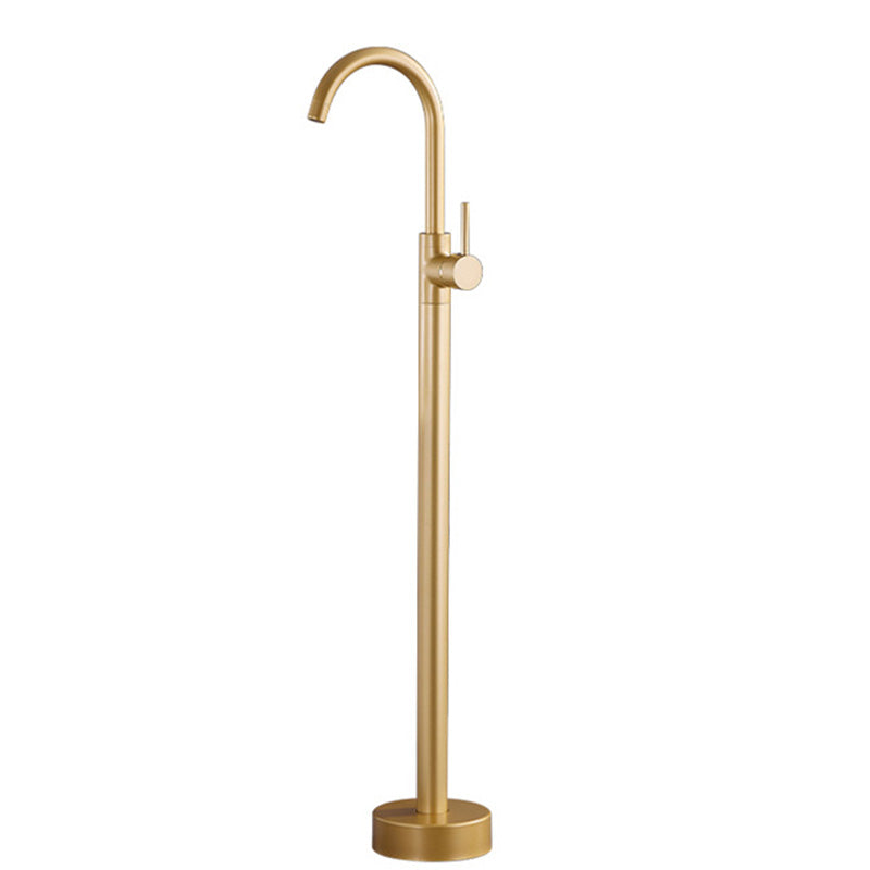 Modern 1-Handle Freestanding Faucet Floor Mounted Freestanding Bathtub Faucet Rose Gold Ground Clearhalo 'Bathroom Remodel & Bathroom Fixtures' 'Bathtub Faucets' 'bathtub_faucets' 'Home Improvement' 'home_improvement' 'home_improvement_bathtub_faucets' 6381595