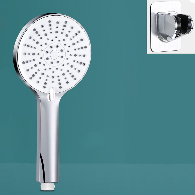 Modern Handheld Shower Head Round Standard Round Shower Heads Silver Shower Head with Wall Pedestal Clearhalo 'Bathroom Remodel & Bathroom Fixtures' 'Home Improvement' 'home_improvement' 'home_improvement_shower_heads' 'Shower Heads' 'shower_heads' 'Showers & Bathtubs Plumbing' 'Showers & Bathtubs' 6382933