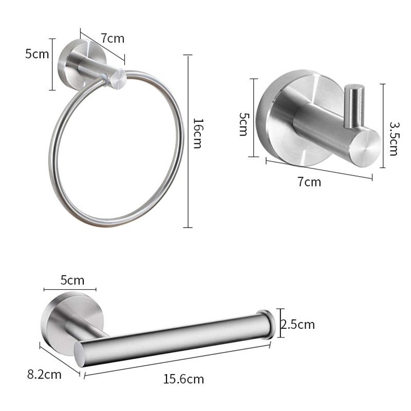 Stainless Steel Bathroom Set 3-piece Modern Style Simple Bathroom Hardware Set Clearhalo 'Bathroom Hardware Sets' 'Bathroom Hardware' 'Bathroom Remodel & Bathroom Fixtures' 'bathroom_hardware_sets' 'Home Improvement' 'home_improvement' 'home_improvement_bathroom_hardware_sets' 6385358