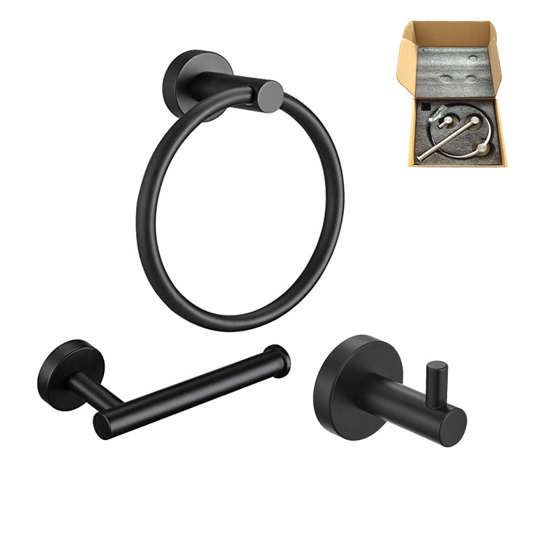 Stainless Steel Bathroom Set 3-piece Modern Style Simple Bathroom Hardware Set Black Clearhalo 'Bathroom Hardware Sets' 'Bathroom Hardware' 'Bathroom Remodel & Bathroom Fixtures' 'bathroom_hardware_sets' 'Home Improvement' 'home_improvement' 'home_improvement_bathroom_hardware_sets' 6385360