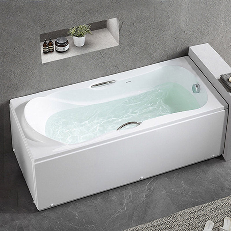 Modern Corner White Bathtub Acrylic Rectangle Back to Wall with Drain Bath Tub Tub Only Tub Clearhalo 'Bathroom Remodel & Bathroom Fixtures' 'Bathtubs' 'Home Improvement' 'home_improvement' 'home_improvement_bathtubs' 'Showers & Bathtubs' 6387158