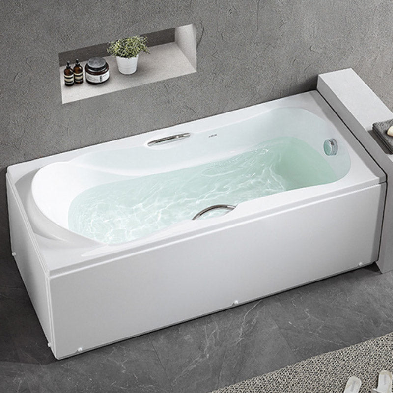 Modern Corner White Bathtub Acrylic Rectangle Back to Wall with Drain Bath Tub 55"L x 29.5"W x 27"H Tub Only Tub Clearhalo 'Bathroom Remodel & Bathroom Fixtures' 'Bathtubs' 'Home Improvement' 'home_improvement' 'home_improvement_bathtubs' 'Showers & Bathtubs' 6387161