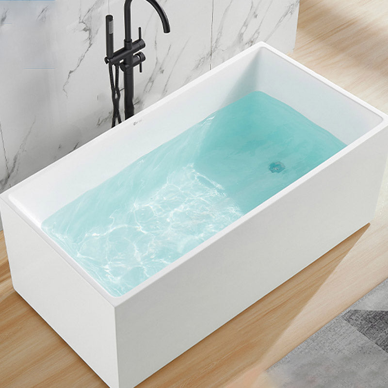 Modern Rectangle White Acrylic Bathtub Back to Wall with Drain Bath Tub Clearhalo 'Bathroom Remodel & Bathroom Fixtures' 'Bathtubs' 'Home Improvement' 'home_improvement' 'home_improvement_bathtubs' 'Showers & Bathtubs' 6387225