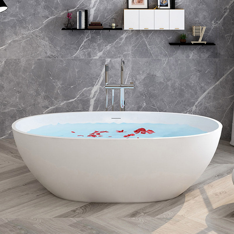 Modern Ellipse Stone Bathtub Freestand Soaking Bathtub with Drain Bath Tub Clearhalo 'Bathroom Remodel & Bathroom Fixtures' 'Bathtubs' 'Home Improvement' 'home_improvement' 'home_improvement_bathtubs' 'Showers & Bathtubs' 6387253