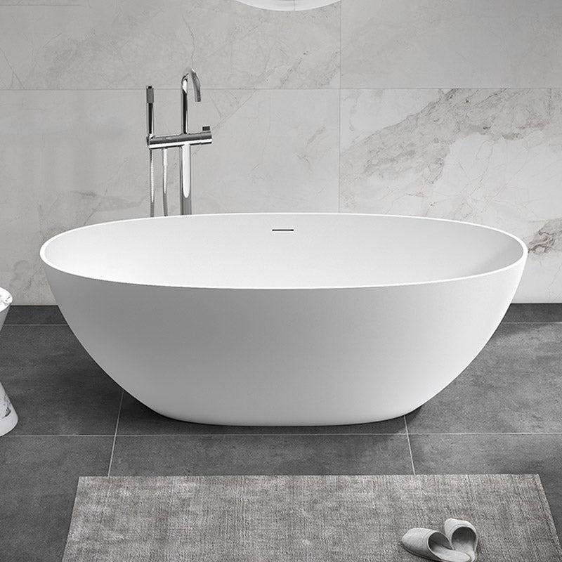 Modern Ellipse Stone Bathtub Freestand Soaking Bathtub with Drain Bath Tub Clearhalo 'Bathroom Remodel & Bathroom Fixtures' 'Bathtubs' 'Home Improvement' 'home_improvement' 'home_improvement_bathtubs' 'Showers & Bathtubs' 6387269