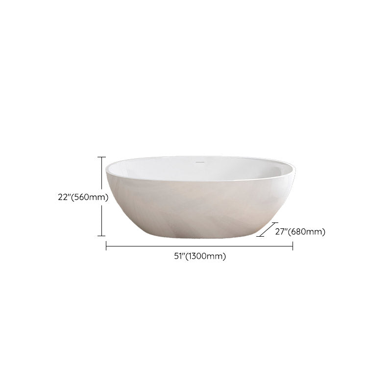 Modern Ellipse Stone Bathtub Freestand Soaking Bathtub with Drain Bath Tub Clearhalo 'Bathroom Remodel & Bathroom Fixtures' 'Bathtubs' 'Home Improvement' 'home_improvement' 'home_improvement_bathtubs' 'Showers & Bathtubs' 6387273