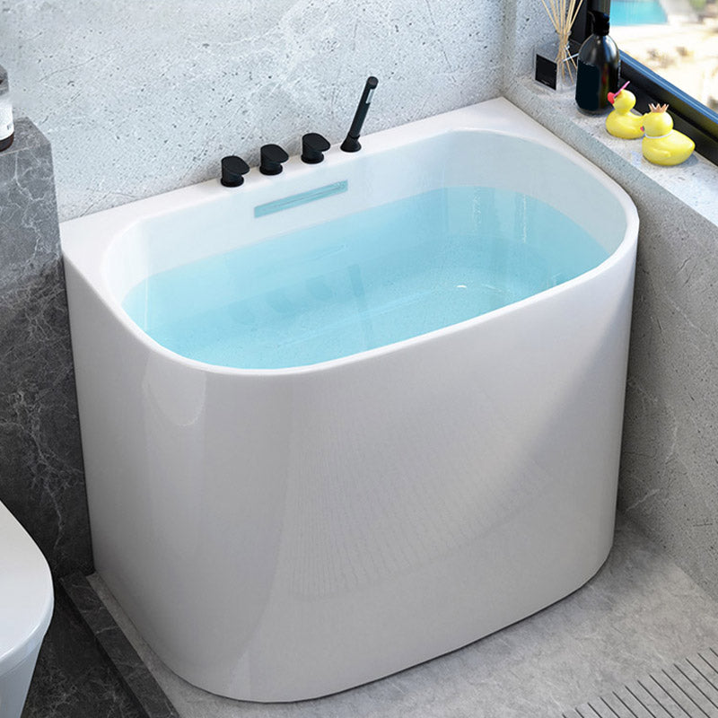 Modern Corner White Acrylic Bathtub Back to Wall with Drain Bath Tub 39"L x 26"W x 29"H Tub with Black 5-Piece Set Clearhalo 'Bathroom Remodel & Bathroom Fixtures' 'Bathtubs' 'Home Improvement' 'home_improvement' 'home_improvement_bathtubs' 'Showers & Bathtubs' 6387303