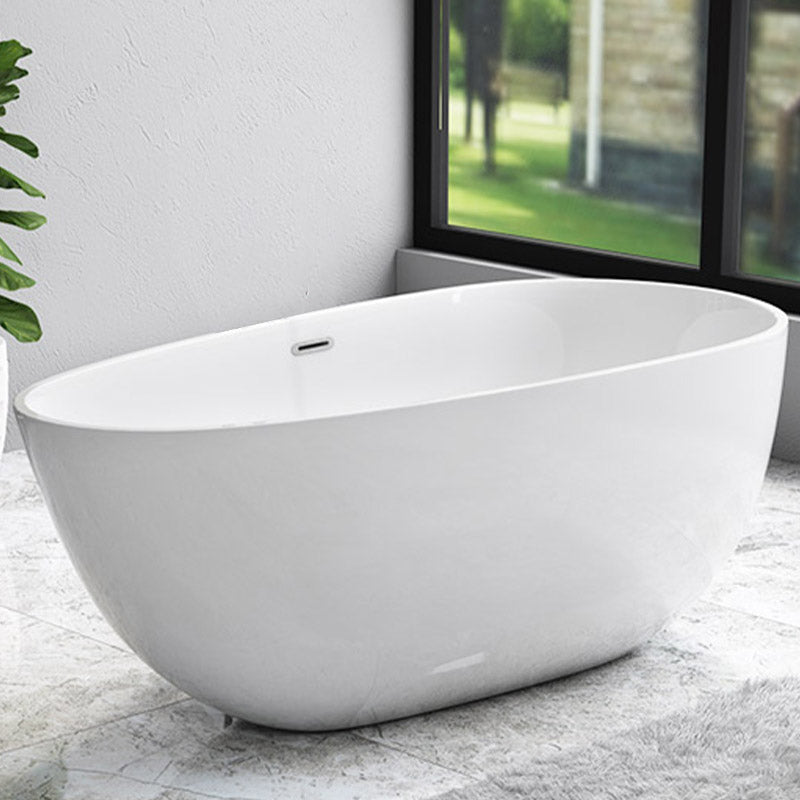 Modern Acrylic Bathtub Freestanding Soaking Bathtub with Drain Bath Tub White Tub Clearhalo 'Bathroom Remodel & Bathroom Fixtures' 'Bathtubs' 'Home Improvement' 'home_improvement' 'home_improvement_bathtubs' 'Showers & Bathtubs' 6387461