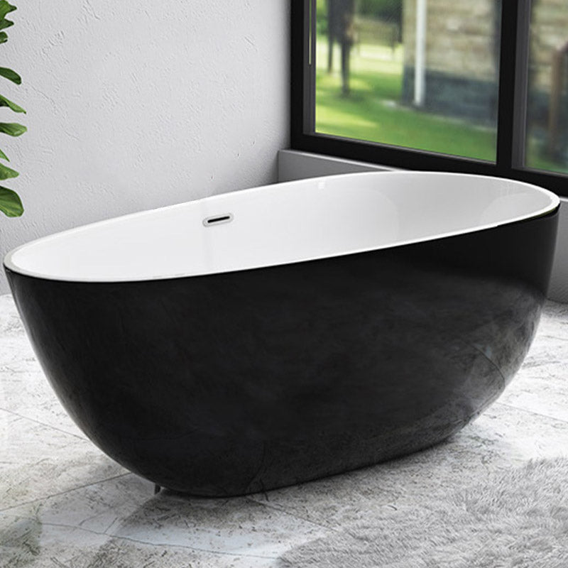 Modern Acrylic Bathtub Freestanding Soaking Bathtub with Drain Bath Tub Black White Tub Clearhalo 'Bathroom Remodel & Bathroom Fixtures' 'Bathtubs' 'Home Improvement' 'home_improvement' 'home_improvement_bathtubs' 'Showers & Bathtubs' 6387462