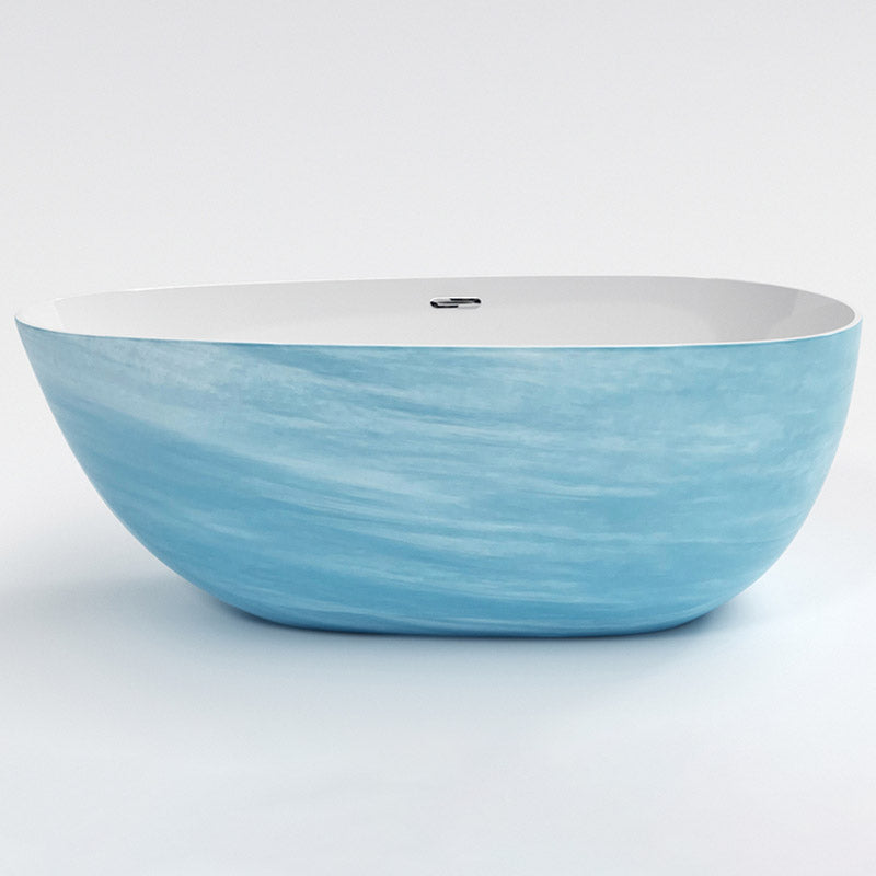 Modern Acrylic Bathtub Freestanding Soaking Bathtub with Drain Bath Tub Blue-White Tub Clearhalo 'Bathroom Remodel & Bathroom Fixtures' 'Bathtubs' 'Home Improvement' 'home_improvement' 'home_improvement_bathtubs' 'Showers & Bathtubs' 6387464