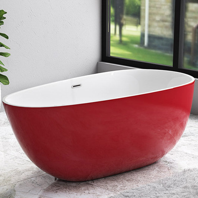 Modern Acrylic Bathtub Freestanding Soaking Bathtub with Drain Bath Tub Red-White Tub Clearhalo 'Bathroom Remodel & Bathroom Fixtures' 'Bathtubs' 'Home Improvement' 'home_improvement' 'home_improvement_bathtubs' 'Showers & Bathtubs' 6387466