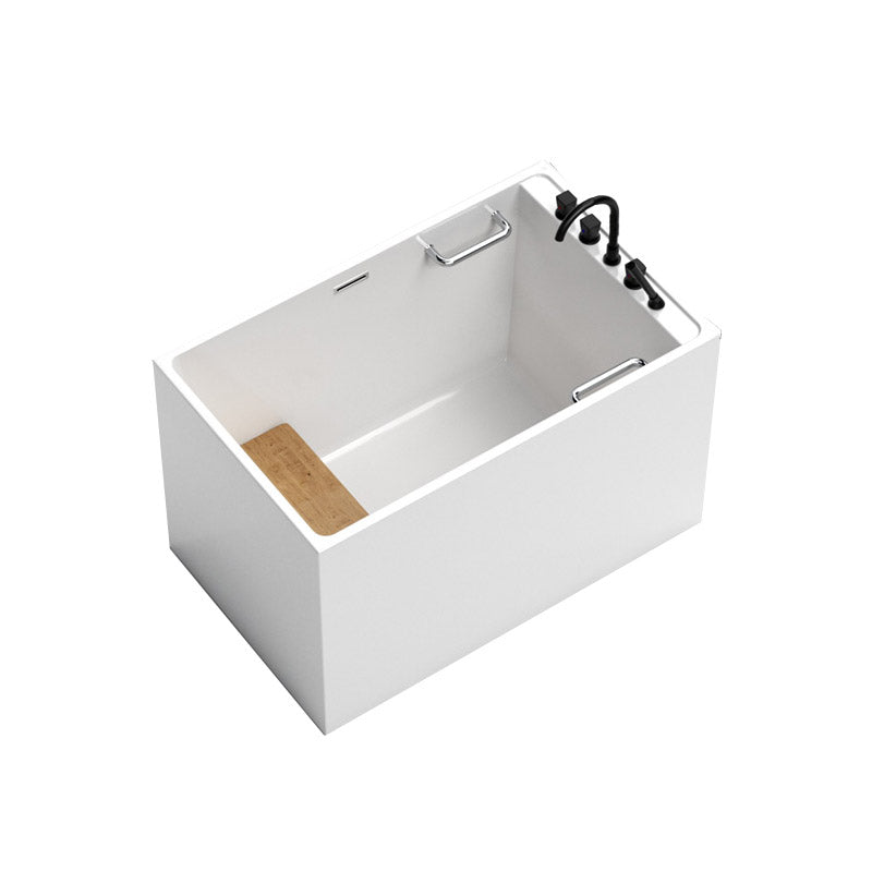 Modern Corner White Acrylic Bathtub Rectangle with Drain Bath Tub Right Tub with Black 5-Piece Set Clearhalo 'Bathroom Remodel & Bathroom Fixtures' 'Bathtubs' 'Home Improvement' 'home_improvement' 'home_improvement_bathtubs' 'Showers & Bathtubs' 6387550