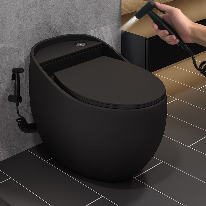 Concealed Tank Flush Toilet Modern Floor Mount One-Piece Toilet with Slow Close Seat Black Toilet with Sprayer Clearhalo 'Bathroom Remodel & Bathroom Fixtures' 'Home Improvement' 'home_improvement' 'home_improvement_toilets' 'Toilets & Bidets' 'Toilets' 6387618