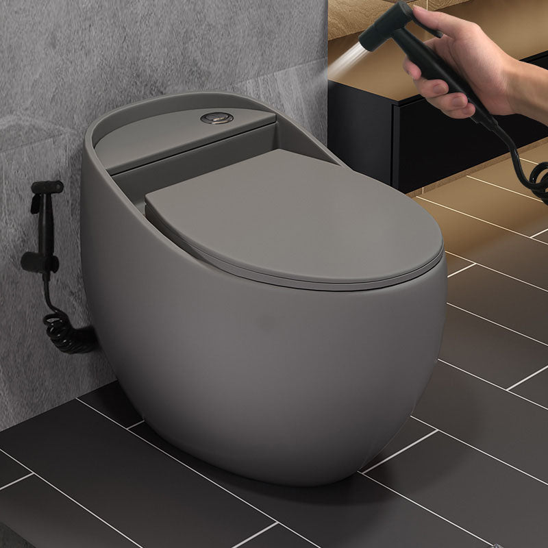Concealed Tank Flush Toilet Modern Floor Mount One-Piece Toilet with Slow Close Seat Grey Toilet with Sprayer Clearhalo 'Bathroom Remodel & Bathroom Fixtures' 'Home Improvement' 'home_improvement' 'home_improvement_toilets' 'Toilets & Bidets' 'Toilets' 6387619