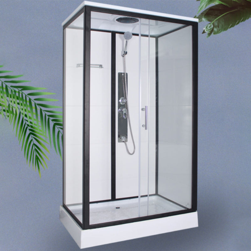 Corner Framed Shower Stall Single Sliding Tempered Glass Shower Stall Clearhalo 'Bathroom Remodel & Bathroom Fixtures' 'Home Improvement' 'home_improvement' 'home_improvement_shower_stalls_enclosures' 'Shower Stalls & Enclosures' 'shower_stalls_enclosures' 'Showers & Bathtubs' 6387723