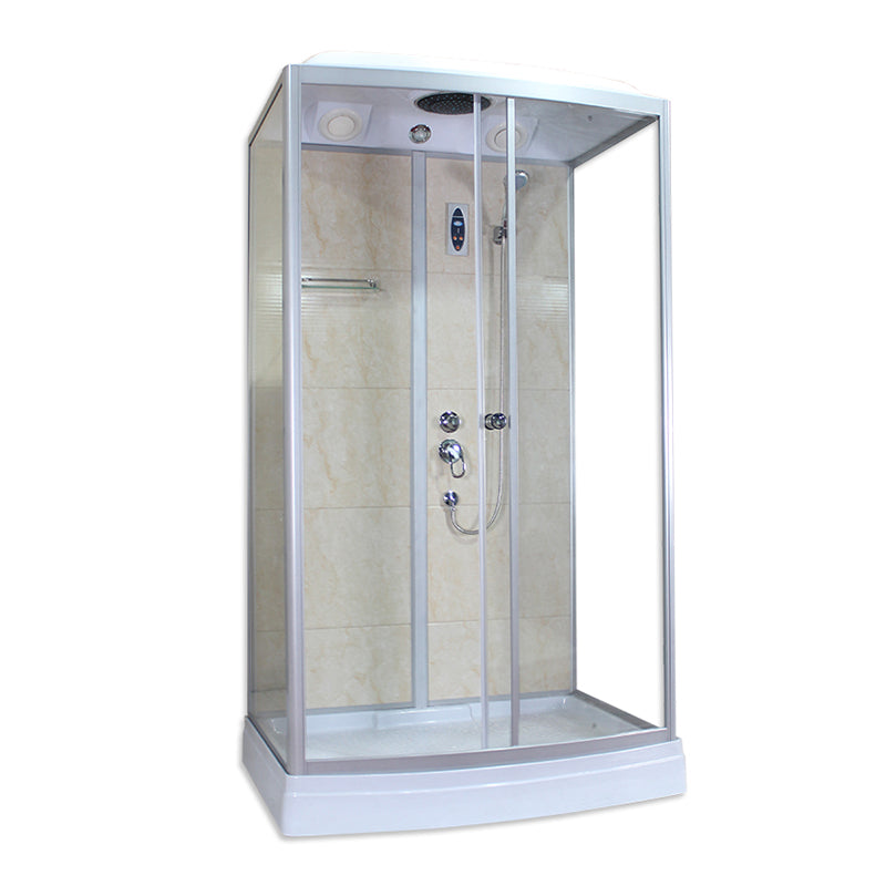 Corner Framed Shower Stall Single Sliding Tempered Glass Shower Stall Clearhalo 'Bathroom Remodel & Bathroom Fixtures' 'Home Improvement' 'home_improvement' 'home_improvement_shower_stalls_enclosures' 'Shower Stalls & Enclosures' 'shower_stalls_enclosures' 'Showers & Bathtubs' 6387727