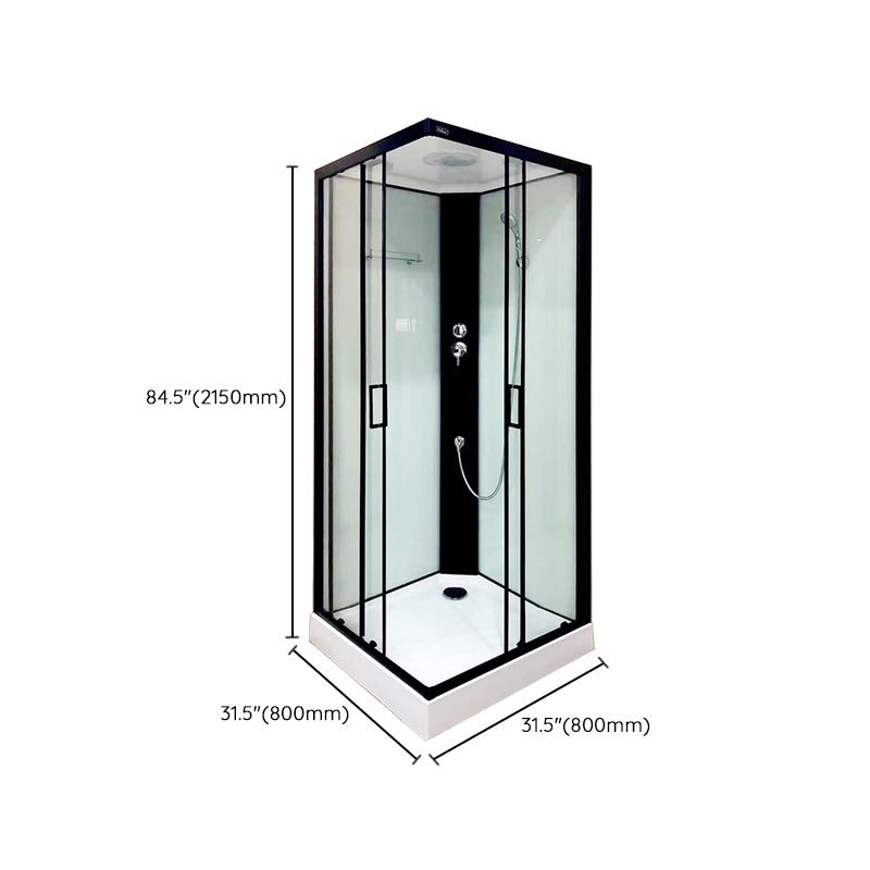 Corner Framed Shower Stall Single Sliding Tempered Glass Shower Stall Clearhalo 'Bathroom Remodel & Bathroom Fixtures' 'Home Improvement' 'home_improvement' 'home_improvement_shower_stalls_enclosures' 'Shower Stalls & Enclosures' 'shower_stalls_enclosures' 'Showers & Bathtubs' 6387742