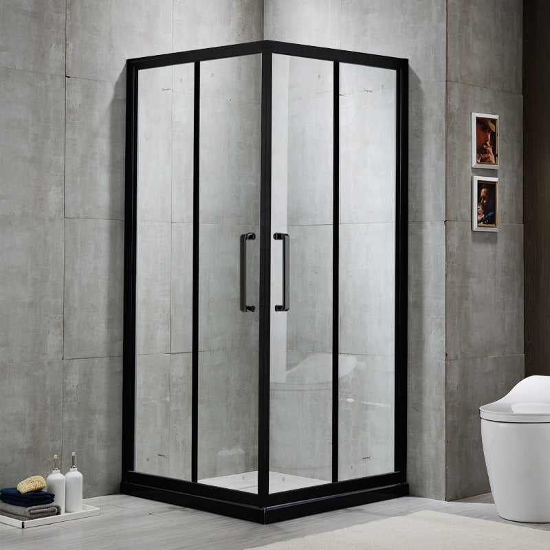 Double Sliding Shower Kit Home Corner Framed Tempered Glass Shower Kit Clearhalo 'Bathroom Remodel & Bathroom Fixtures' 'Home Improvement' 'home_improvement' 'home_improvement_shower_stalls_enclosures' 'Shower Stalls & Enclosures' 'shower_stalls_enclosures' 'Showers & Bathtubs' 6387779