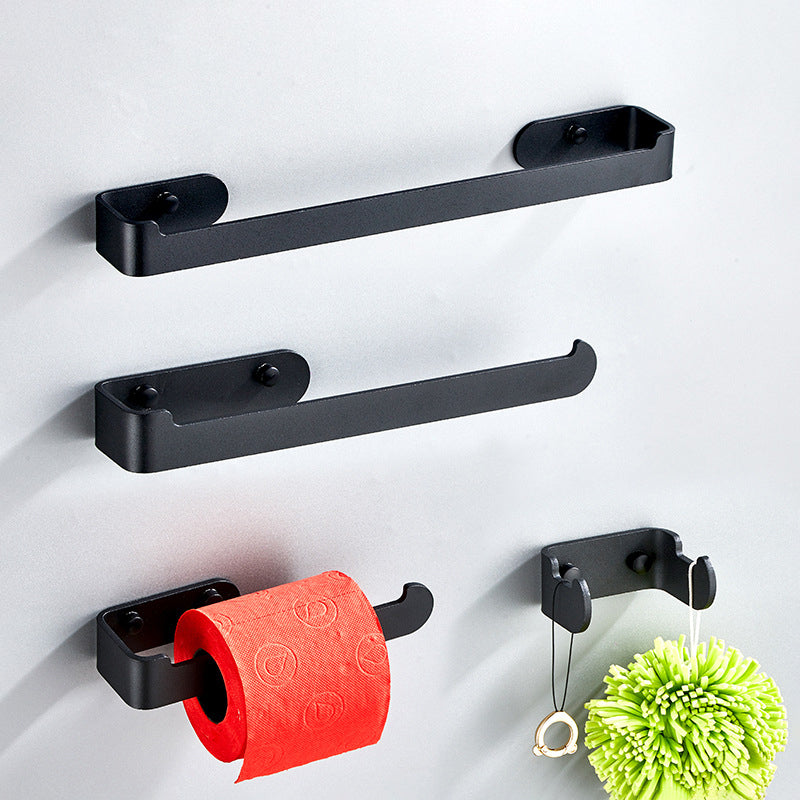 Aluminum Alloy Bathroom Set 4-piece Modern Style Bathroom Hardware Set Black Clearhalo 'Bathroom Hardware Sets' 'Bathroom Hardware' 'Bathroom Remodel & Bathroom Fixtures' 'bathroom_hardware_sets' 'Home Improvement' 'home_improvement' 'home_improvement_bathroom_hardware_sets' 6394226