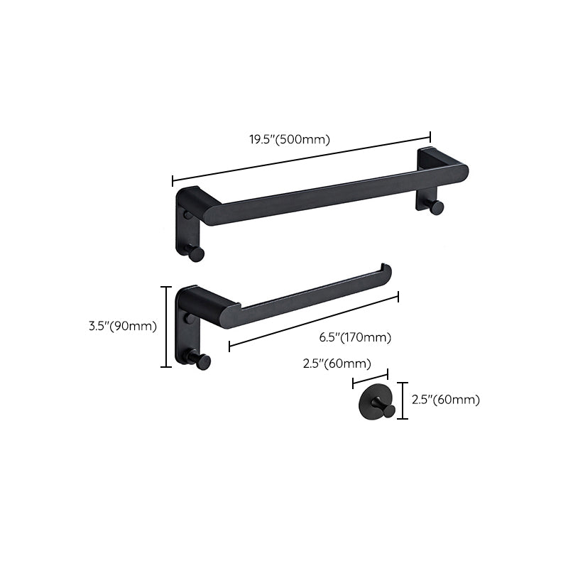 Metal Bathroom Set 5-piece Modern Style Black Bathroom Hardware Set Clearhalo 'Bathroom Hardware Sets' 'Bathroom Hardware' 'Bathroom Remodel & Bathroom Fixtures' 'bathroom_hardware_sets' 'Home Improvement' 'home_improvement' 'home_improvement_bathroom_hardware_sets' 6394251