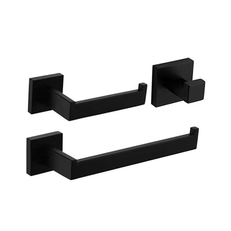 Stainless Steel Bathroom Hardware Modern Style Simple Bathroom Hardware Set Black 3 Piece Set Clearhalo 'Bathroom Hardware Sets' 'Bathroom Hardware' 'Bathroom Remodel & Bathroom Fixtures' 'bathroom_hardware_sets' 'Home Improvement' 'home_improvement' 'home_improvement_bathroom_hardware_sets' 6394276