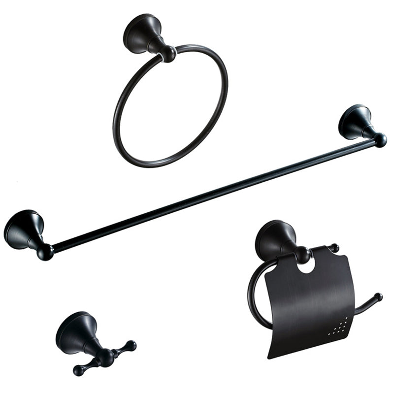 Metal Bathroom Set 4-piece Traditional Style Black Bathroom Hardware Set 4 Piece Set Clearhalo 'Bathroom Hardware Sets' 'Bathroom Hardware' 'Bathroom Remodel & Bathroom Fixtures' 'bathroom_hardware_sets' 'Home Improvement' 'home_improvement' 'home_improvement_bathroom_hardware_sets' 6394301