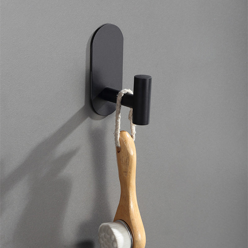 Metal Bathroom Hardware Modern Bathroom Accessory as Individual or as a Set Black Towel/Robe Hook Clearhalo 'Bathroom Hardware Sets' 'Bathroom Hardware' 'Bathroom Remodel & Bathroom Fixtures' 'bathroom_hardware_sets' 'Home Improvement' 'home_improvement' 'home_improvement_bathroom_hardware_sets' 6394316