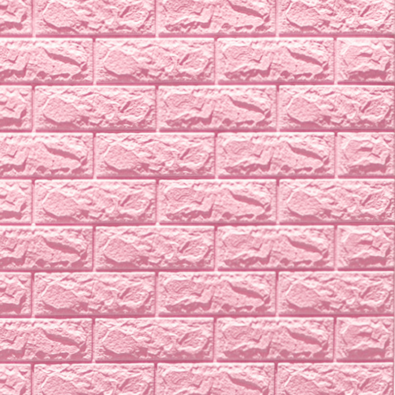 3D Faux Brick Wall Panel Peel and Press Foam Living Room Waterproof Wall Ceiling Pink Clearhalo 'Flooring 'Home Improvement' 'home_improvement' 'home_improvement_wall_paneling' 'Wall Paneling' 'wall_paneling' 'Walls & Ceilings' Walls and Ceiling' 6398713