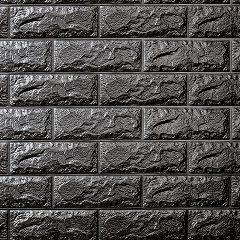 3D Faux Brick Wall Panel Peel and Press Foam Living Room Waterproof Wall Ceiling Black Clearhalo 'Flooring 'Home Improvement' 'home_improvement' 'home_improvement_wall_paneling' 'Wall Paneling' 'wall_paneling' 'Walls & Ceilings' Walls and Ceiling' 6398716