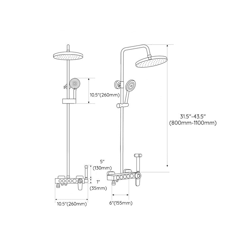 Adjustable Spray Pattern Shower Combo Metal Arm Shower Faucet Arm Shower Head Clearhalo 'Bathroom Remodel & Bathroom Fixtures' 'Home Improvement' 'home_improvement' 'home_improvement_shower_faucets' 'Shower Faucets & Systems' 'shower_faucets' 'Showers & Bathtubs Plumbing' 'Showers & Bathtubs' 6399513