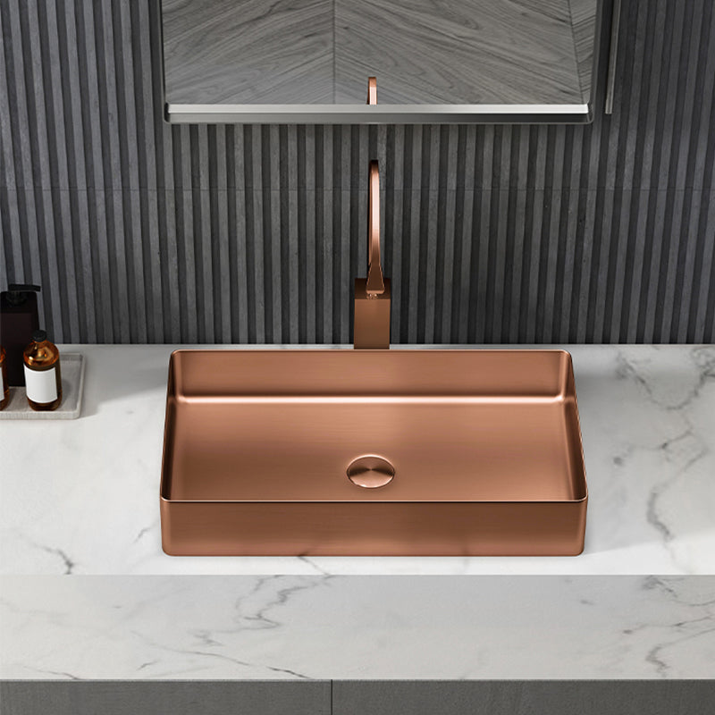 Modern Wash Stand Metal Rectangular with Drain Assembly and Faucet Vessel Bathroom Sink Clearhalo 'Bathroom Remodel & Bathroom Fixtures' 'Bathroom Sinks & Faucet Components' 'Bathroom Sinks' 'bathroom_sink' 'Home Improvement' 'home_improvement' 'home_improvement_bathroom_sink' 6399836