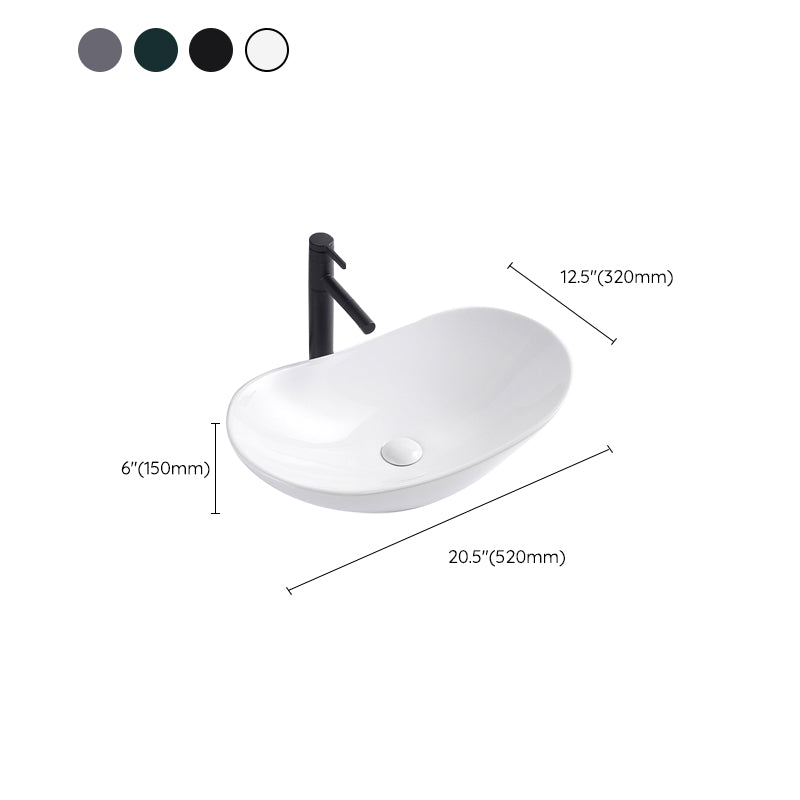 Modern Bathroom Sink Oval Bathroom Sink Overflow with Basin and Faucet Clearhalo 'Bathroom Remodel & Bathroom Fixtures' 'Bathroom Sinks & Faucet Components' 'Bathroom Sinks' 'bathroom_sink' 'Home Improvement' 'home_improvement' 'home_improvement_bathroom_sink' 6399899