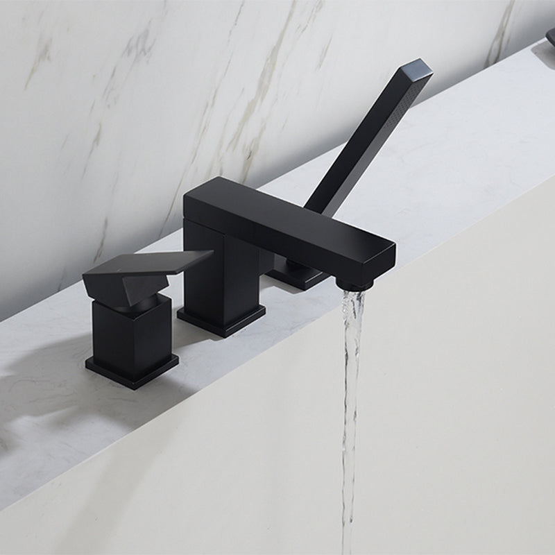 Deck Mounted Metal Freestanding Tub Filler Single Handle Freestanding Faucet Clearhalo 'Bathroom Remodel & Bathroom Fixtures' 'Bathtub Faucets' 'bathtub_faucets' 'Home Improvement' 'home_improvement' 'home_improvement_bathtub_faucets' 6400183