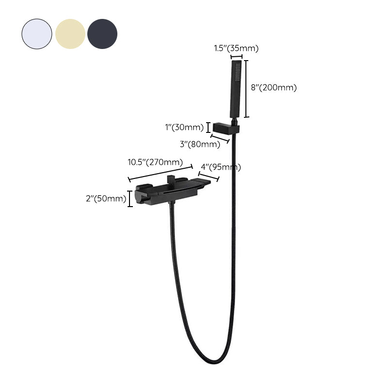 Modern Wall Mounted Metal Tub Filler Single Handle Tub Faucet Trim Clearhalo 'Bathroom Remodel & Bathroom Fixtures' 'Bathtub Faucets' 'bathtub_faucets' 'Home Improvement' 'home_improvement' 'home_improvement_bathtub_faucets' 6400206