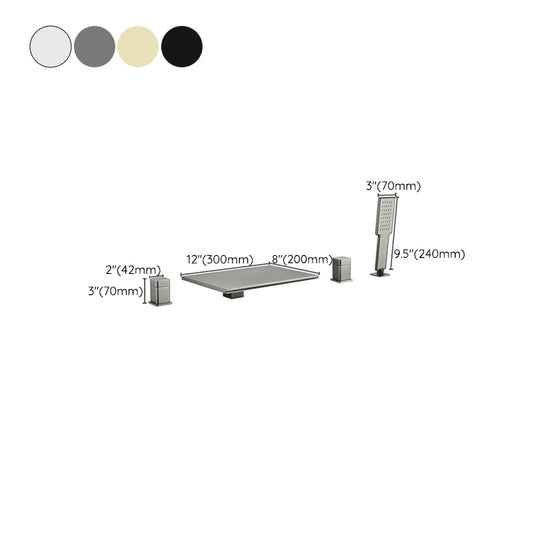 Modern Wall Mounted Metal Tub Filler Low Arc Waterfall Tub Faucet Trim Clearhalo 'Bathroom Remodel & Bathroom Fixtures' 'Bathtub Faucets' 'bathtub_faucets' 'Home Improvement' 'home_improvement' 'home_improvement_bathtub_faucets' 6400289