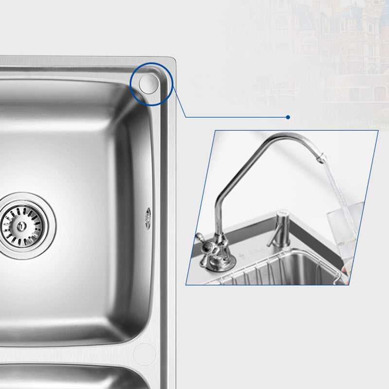 Classic Style Kitchen Sink Stainless Steel 1 Holes Kitchen Sink with Drain Strainer Kit Clearhalo 'Home Improvement' 'home_improvement' 'home_improvement_kitchen_sinks' 'Kitchen Remodel & Kitchen Fixtures' 'Kitchen Sinks & Faucet Components' 'Kitchen Sinks' 'kitchen_sinks' 6400713