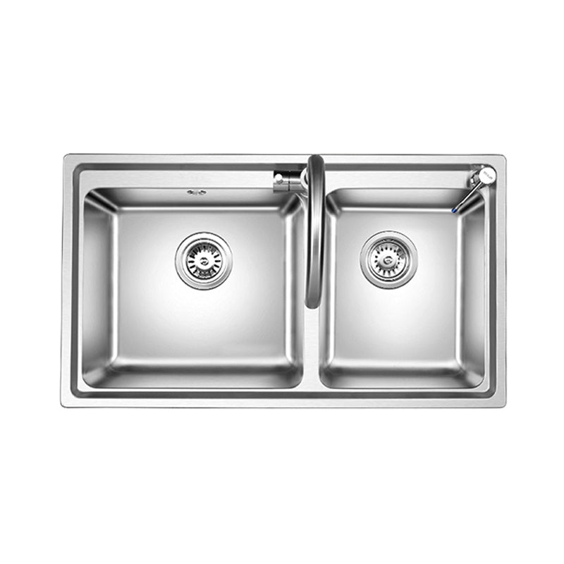 Classic Style Kitchen Sink Stainless Steel 1 Holes Kitchen Sink with Drain Strainer Kit Clearhalo 'Home Improvement' 'home_improvement' 'home_improvement_kitchen_sinks' 'Kitchen Remodel & Kitchen Fixtures' 'Kitchen Sinks & Faucet Components' 'Kitchen Sinks' 'kitchen_sinks' 6400730