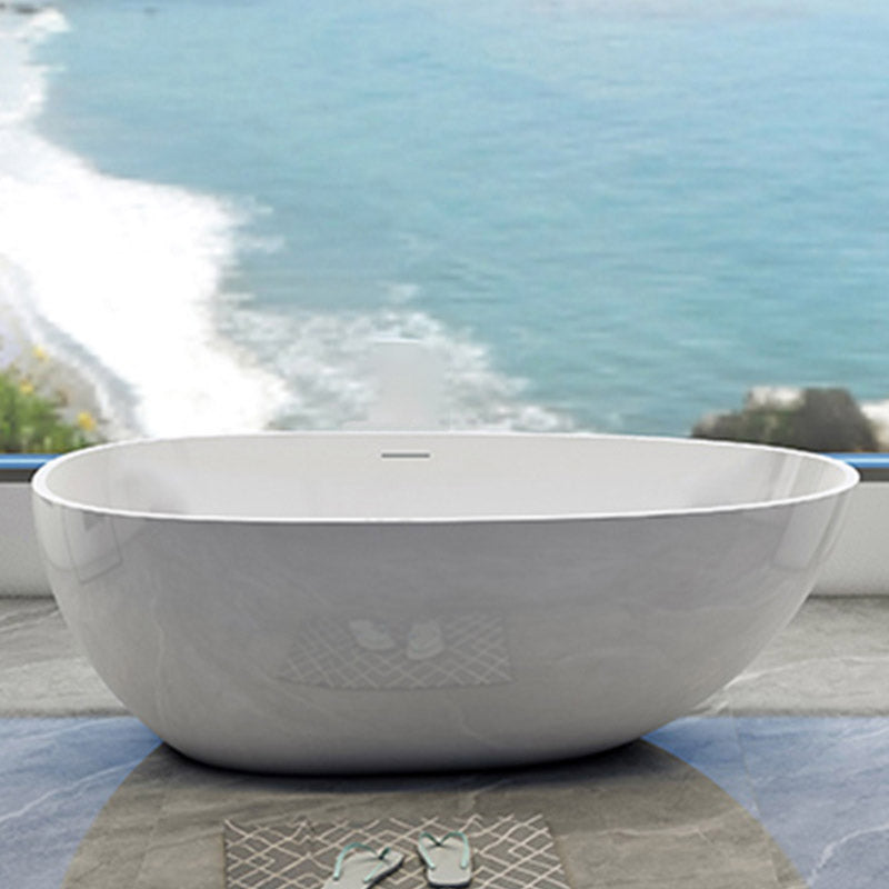 Modern Stone Bathtub Freestand Soaking Bathtub with Drain Bath Tub Gloss White Clearhalo 'Bathroom Remodel & Bathroom Fixtures' 'Bathtubs' 'Home Improvement' 'home_improvement' 'home_improvement_bathtubs' 'Showers & Bathtubs' 6401915