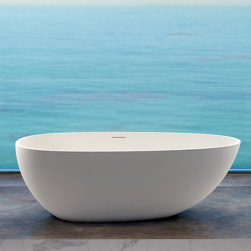 Modern Stone Bathtub Freestand Soaking Bathtub with Drain Bath Tub Matte White Clearhalo 'Bathroom Remodel & Bathroom Fixtures' 'Bathtubs' 'Home Improvement' 'home_improvement' 'home_improvement_bathtubs' 'Showers & Bathtubs' 6401916