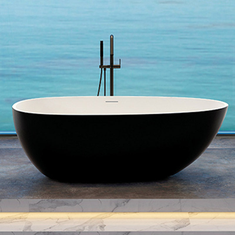 Modern Stone Bathtub Freestand Soaking Bathtub with Drain Bath Tub Clearhalo 'Bathroom Remodel & Bathroom Fixtures' 'Bathtubs' 'Home Improvement' 'home_improvement' 'home_improvement_bathtubs' 'Showers & Bathtubs' 6401924