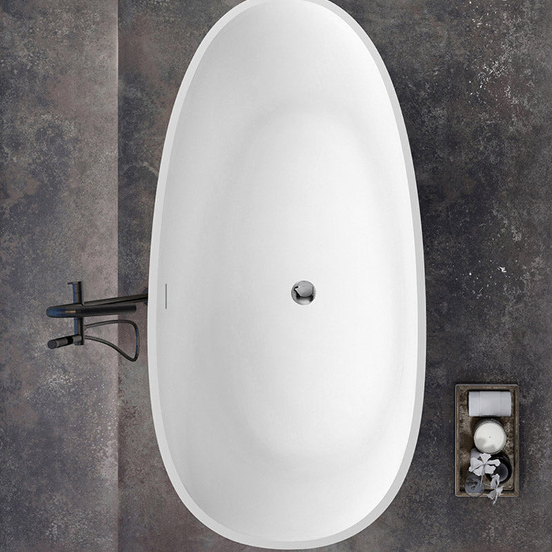 Modern Stone Bathtub Freestand Soaking Bathtub with Drain Bath Tub Clearhalo 'Bathroom Remodel & Bathroom Fixtures' 'Bathtubs' 'Home Improvement' 'home_improvement' 'home_improvement_bathtubs' 'Showers & Bathtubs' 6401927